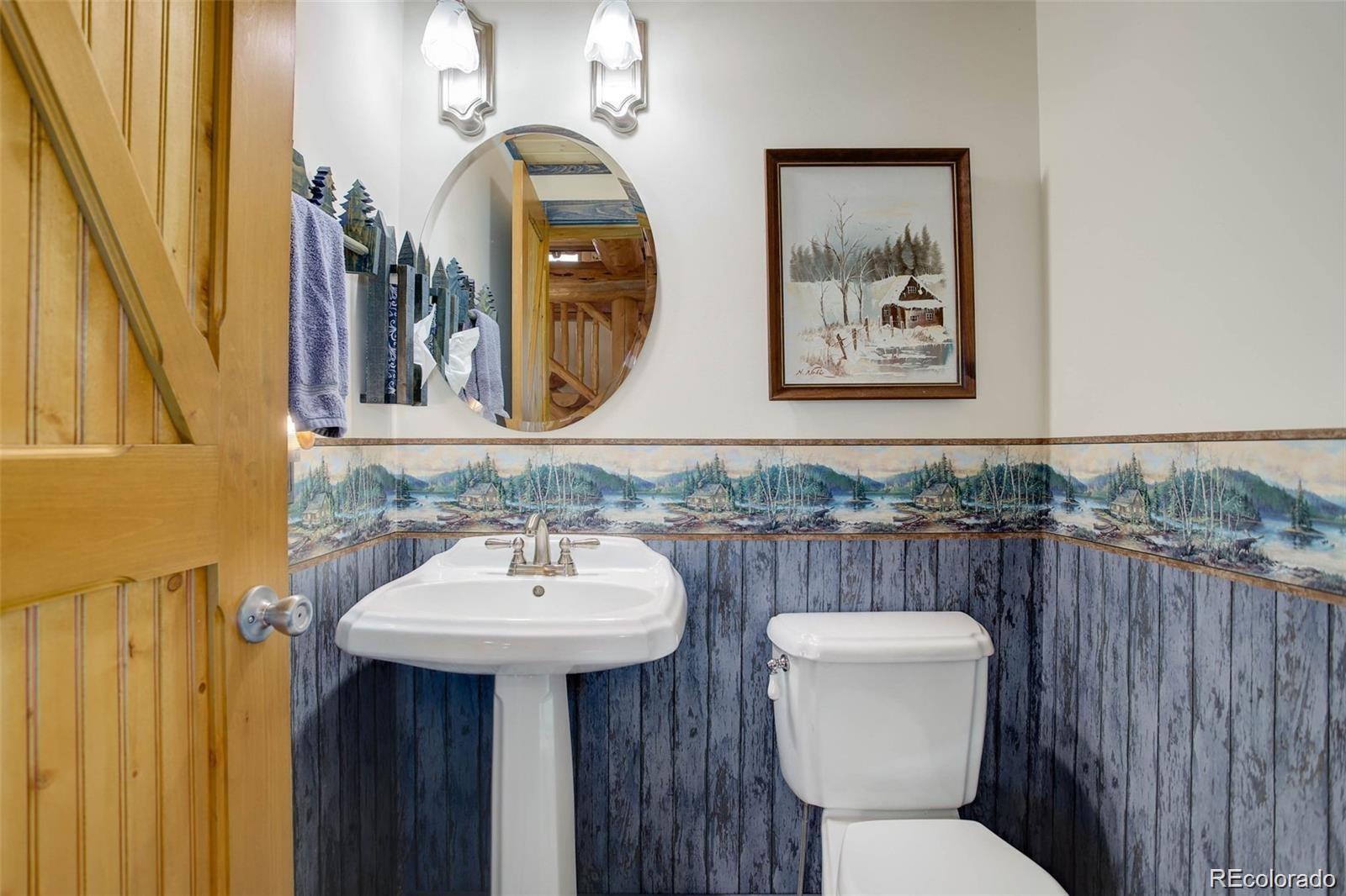 256 Blueberry Drive Bailey, CO 80421 - Photo 21 of 49 a bathroom with a toilet sink and mirror