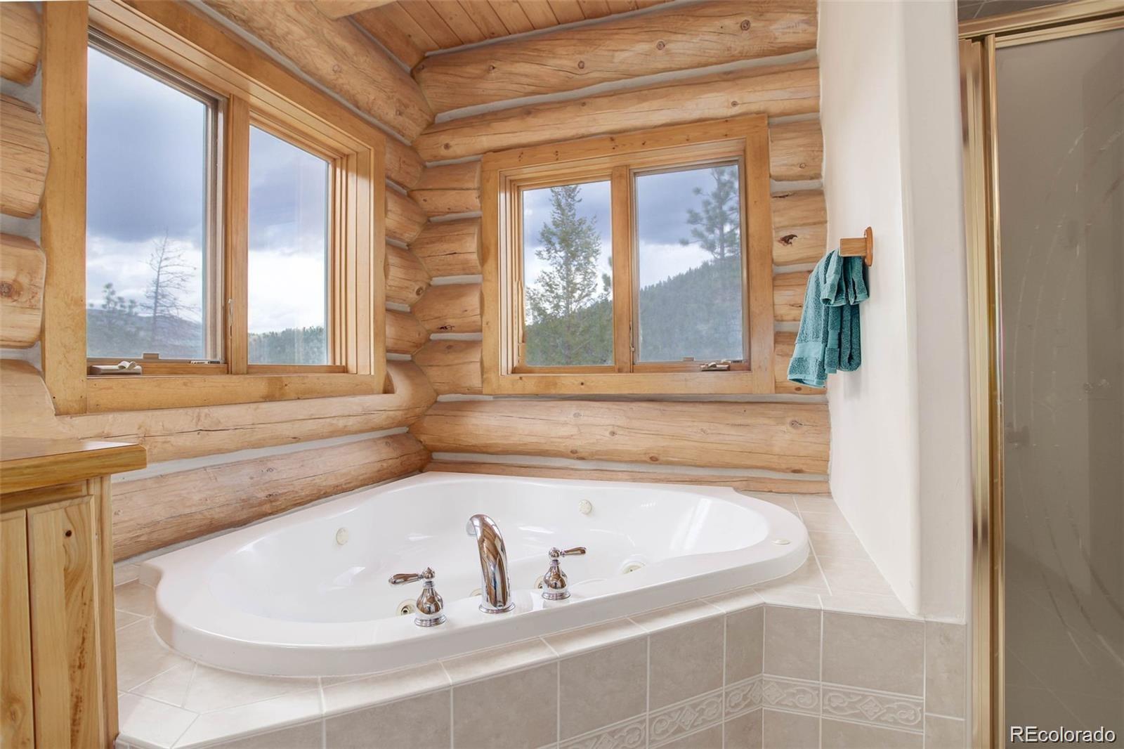 256 Blueberry Drive Bailey, CO 80421 - Photo 25 of 49 a white bath tub sitting in front of a bathroom