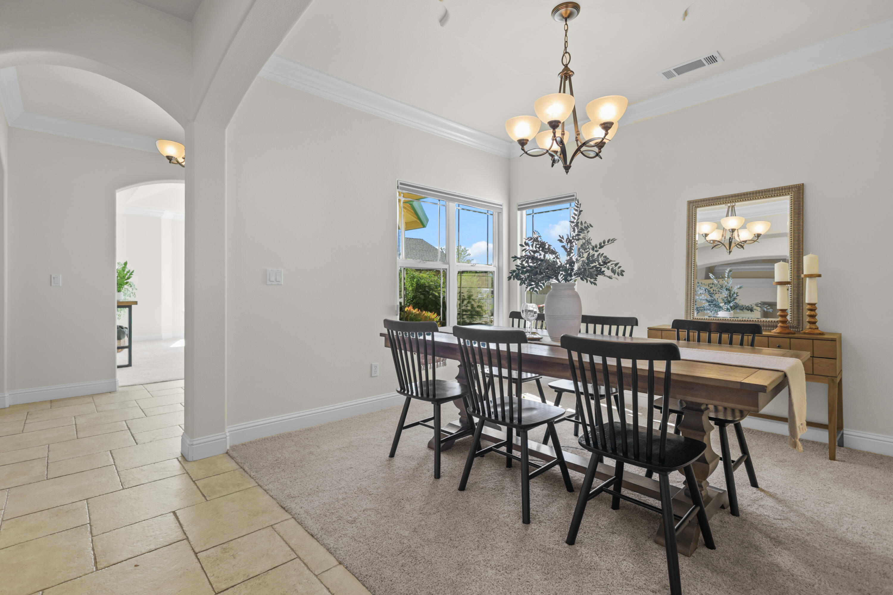 2110 Cadjew Street Redding, CA 96003 - Photo 13 of 62 a view of a dining room with furniture and chandelier