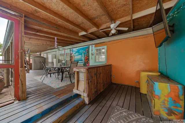 a view of a chairs with wooden floor