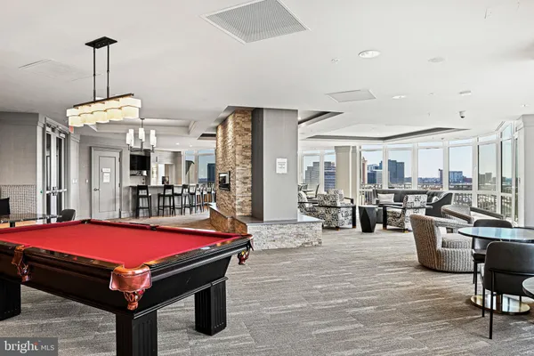 a view of a park with large trees