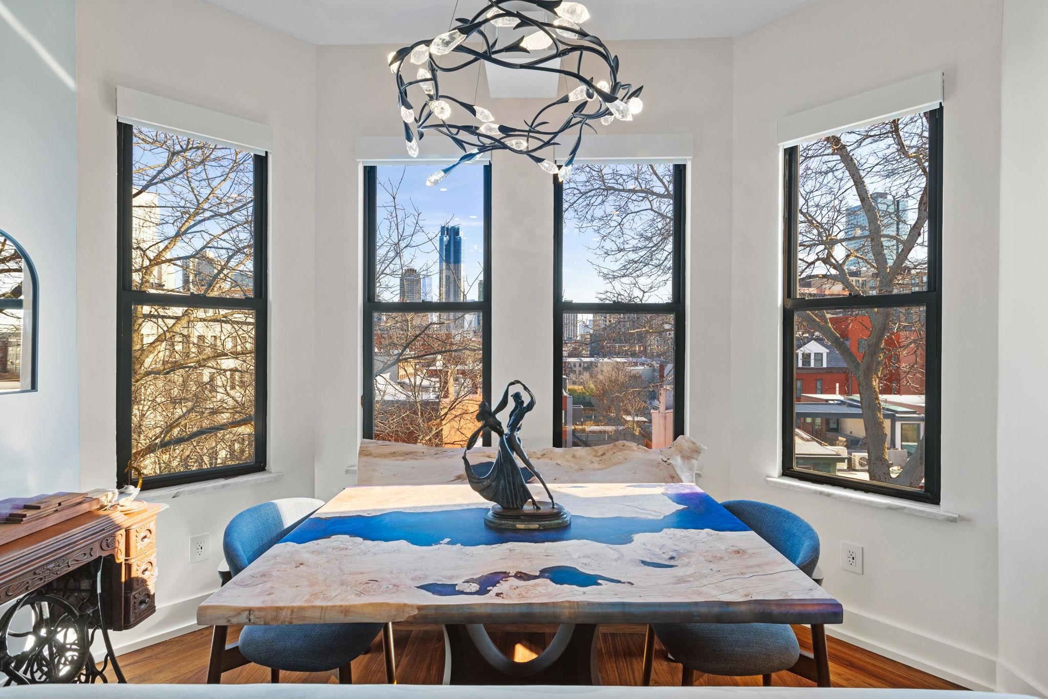 277 York Street, Unit 501 Jersey City, NJ 07302 - Photo 8 of 18 a view of a dining room with furniture window and wooden floor