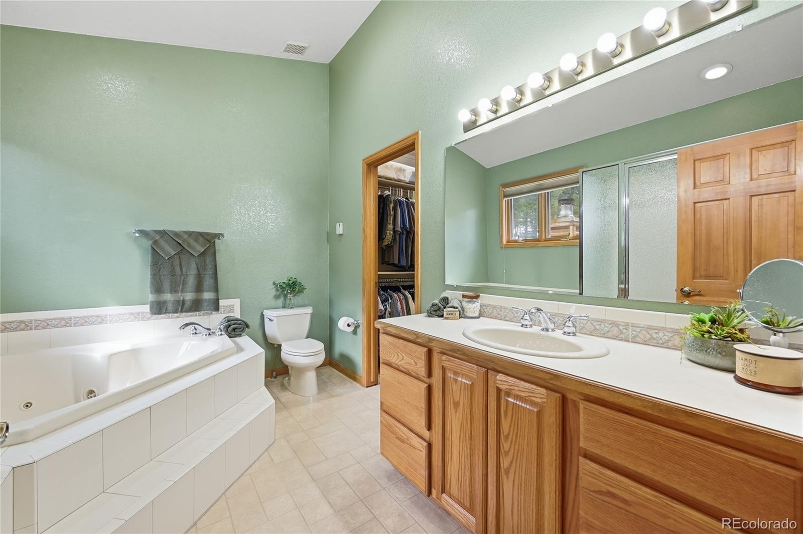 31842 Steven Way Conifer, CO 80433 - Photo 12 of 19 a spacious bathroom with a bathtub sink and mirror