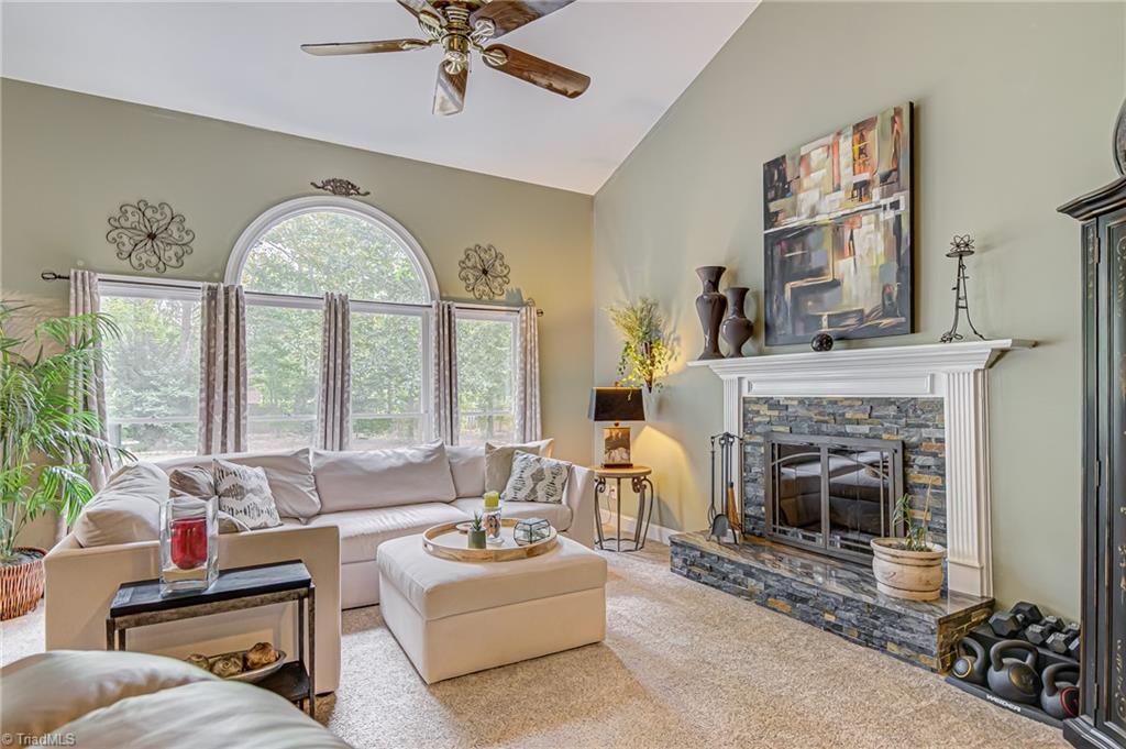 4472 Kendale Road High Point, NC 27265 - Photo 13 of 36 Den also features large arched window and ceiling fan.