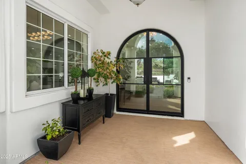 a view of a potted plant in front of a door