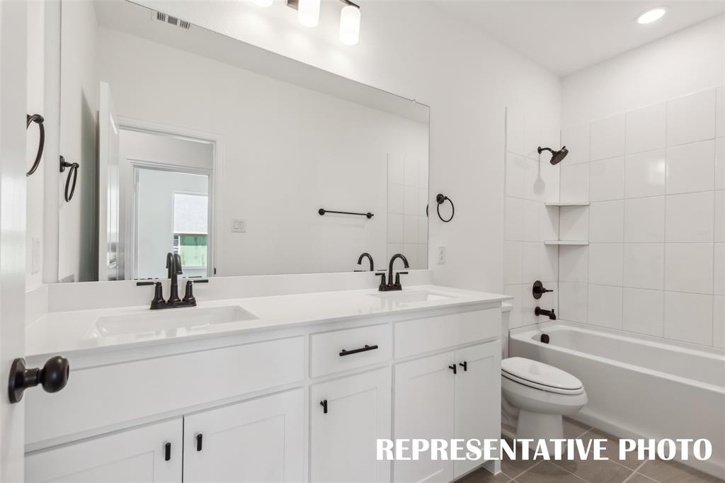 1331 Rooted Road Frisco, TX 75033 - Photo 12 of 14 Guests will enjoy their own vanity space in this thoughtfully designed guest bath. REPRESENTATIVE PHOTO