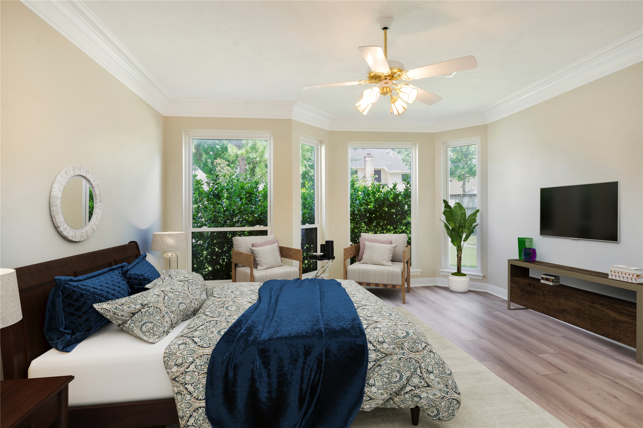 8011 Null Court Spring, TX 77379 - Photo 21 of 41 Primary bedroom with a beautiful view on the backyard.