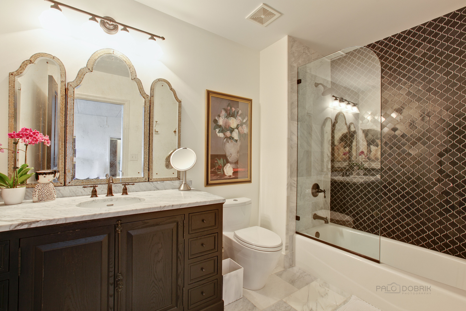 1199 East Port Clinton Road, Unit 405 Vernon Hills, IL 60061 - Photo 22 of 29 a bathroom with a double vanity sink mirror double and shower
