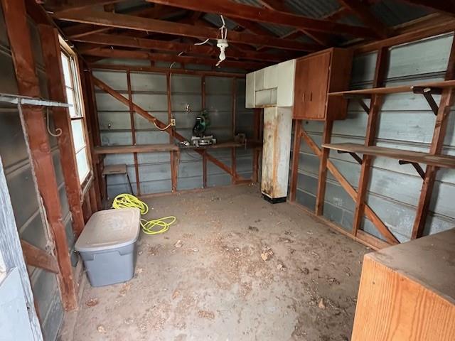 136 Northwest Ave F Hamlin, TX 79520 - Photo 26 of 27 a storage room with water heater and racks