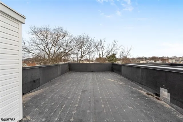 a terrace with a bench