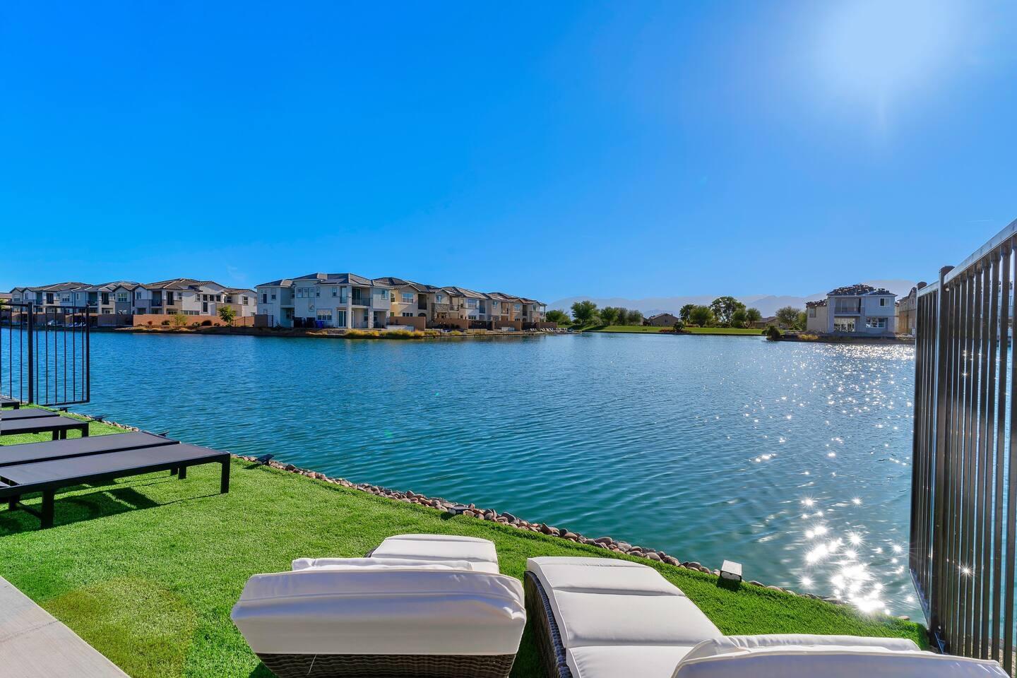 84635 Lago Brezza Drive Indio, CA 92203 - Photo 35 of 39 a view of a lake with houses in the back