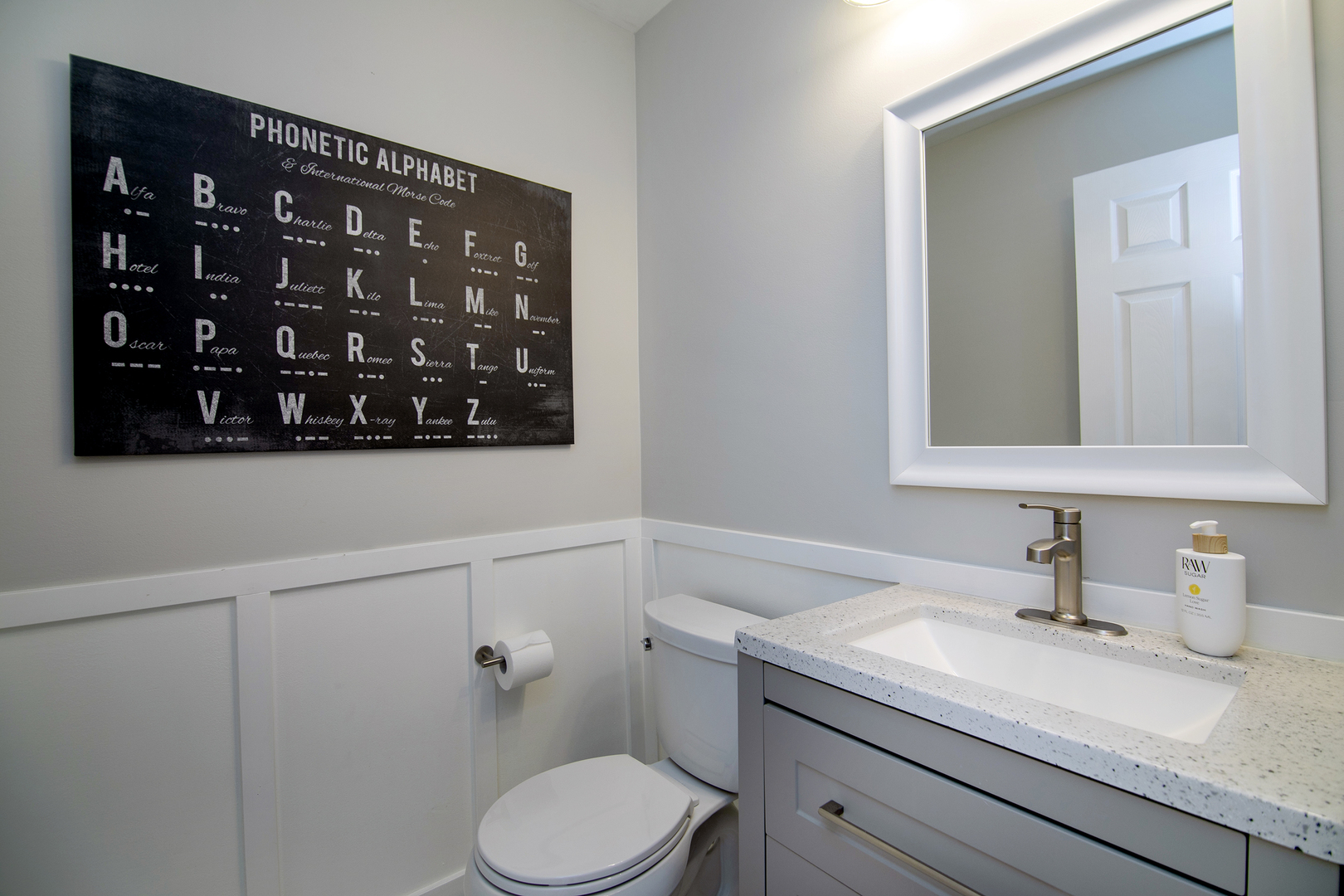 1675 Rosehall Lane Elgin, IL 60123 - Photo 21 of 49 a bathroom with a granite countertop sink a toilet and a mirror