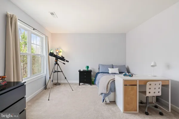a bedroom with furniture and a window