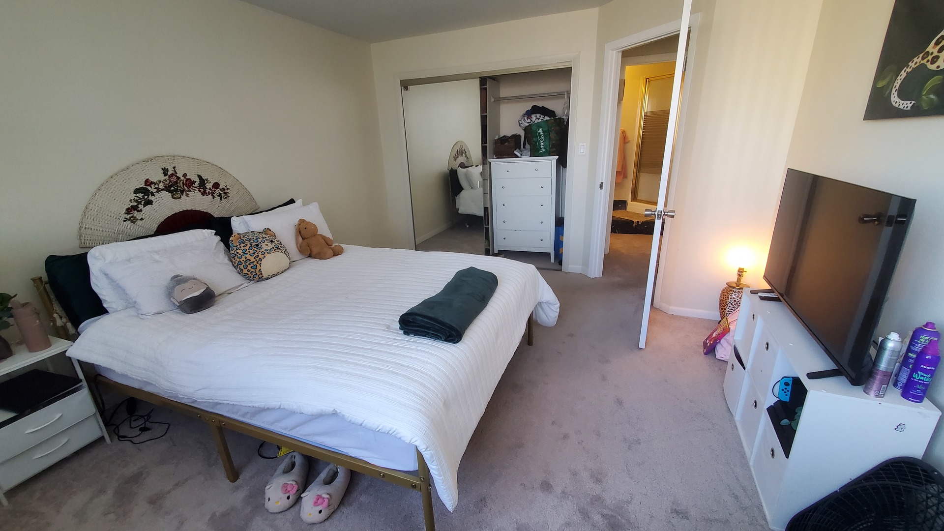 20 North Tower Road, Unit 6J Oak Brook, IL 60523 - Photo 16 of 23 a bedroom with a bed and flat tv screen on the dresser