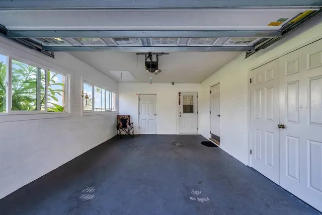 a view of a room with a window