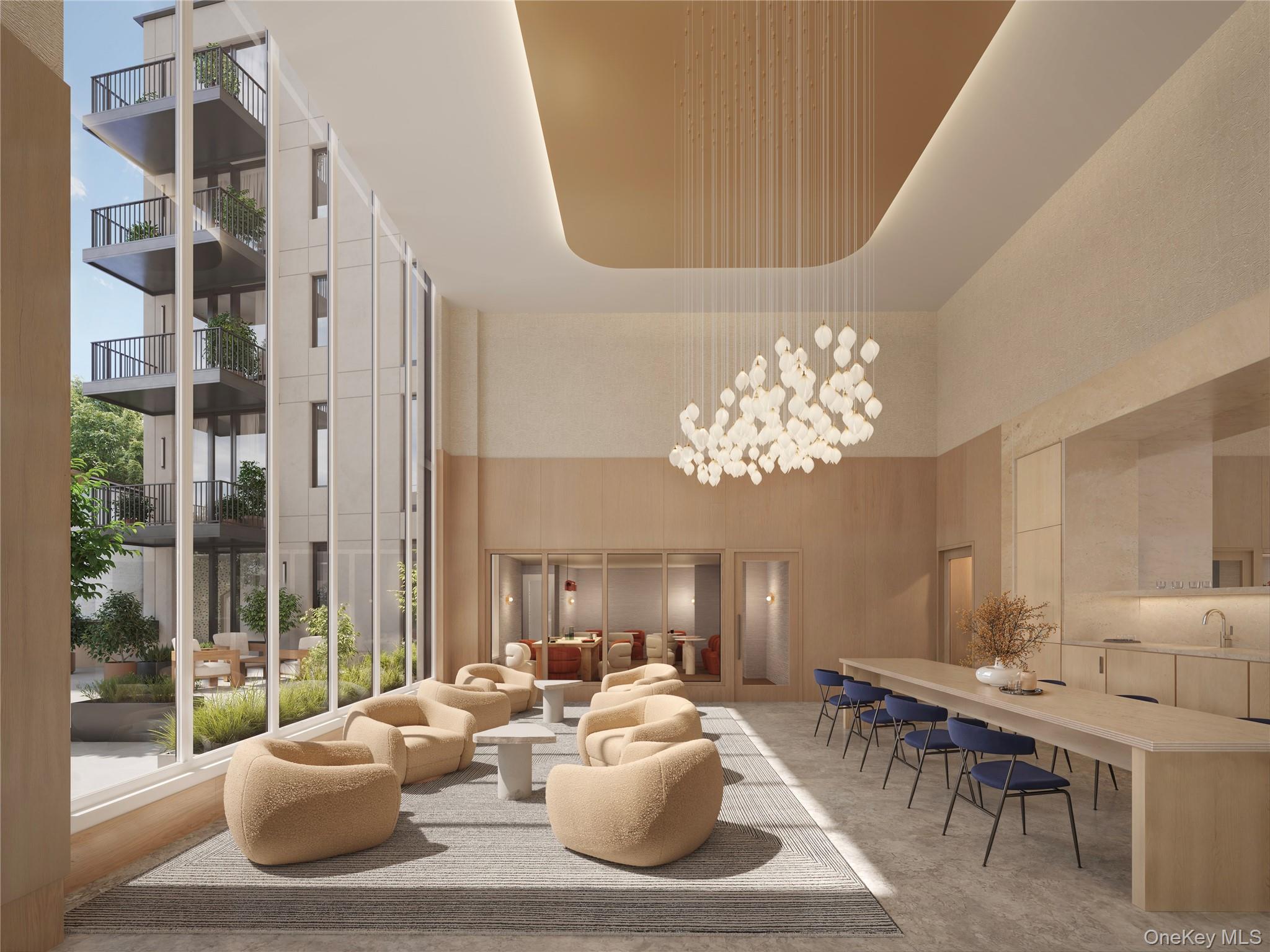 30-55 Vernon Boulevard, Unit 6P Queens, NY 11102 - Photo 5 of 11 Lobby featuring a towering ceiling and expansive windows