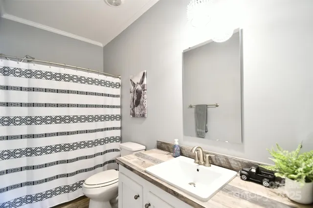 a bathroom with a sink toilet and a mirror