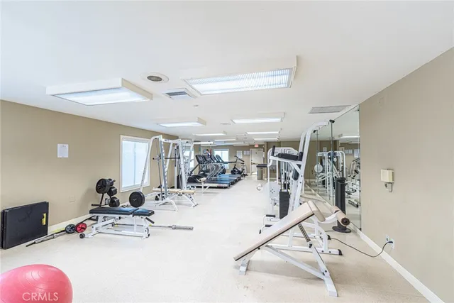 a view of a room with gym equipment