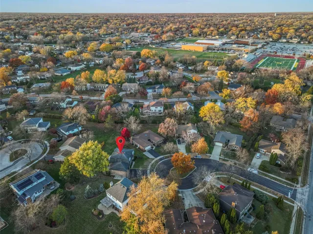 an aerial view of multiple house