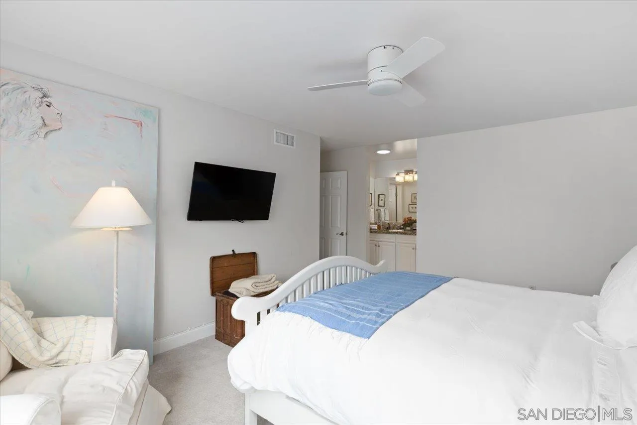 1763 Edgefield Lane Encinitas, CA 92024 - Photo 19 of 31 a bedroom with a bed and a flat screen tv