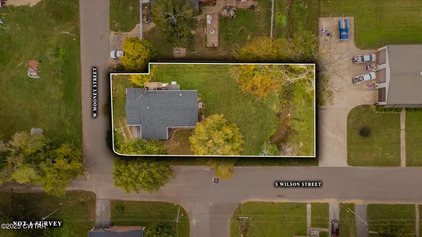 an aerial view of a house