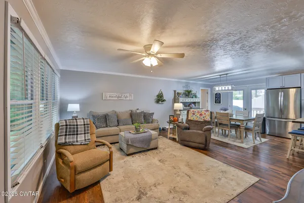 a living room with furniture