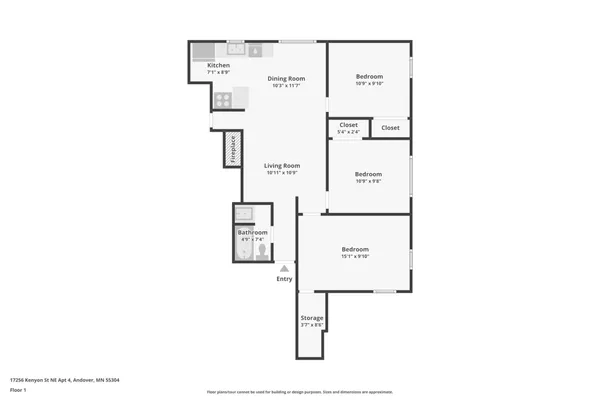 $1,650 | 17256 Kenyon Street Northeast, Unit 1, Andover, MN 55304