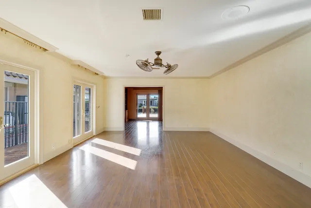 an empty room with windows