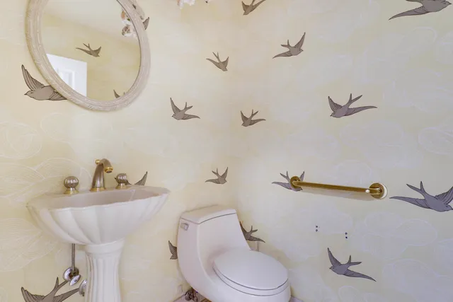 a view of a big room with large windows