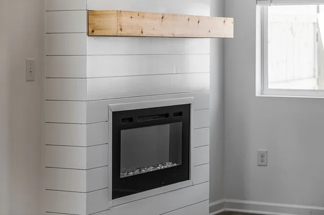 a close up of a fireplace