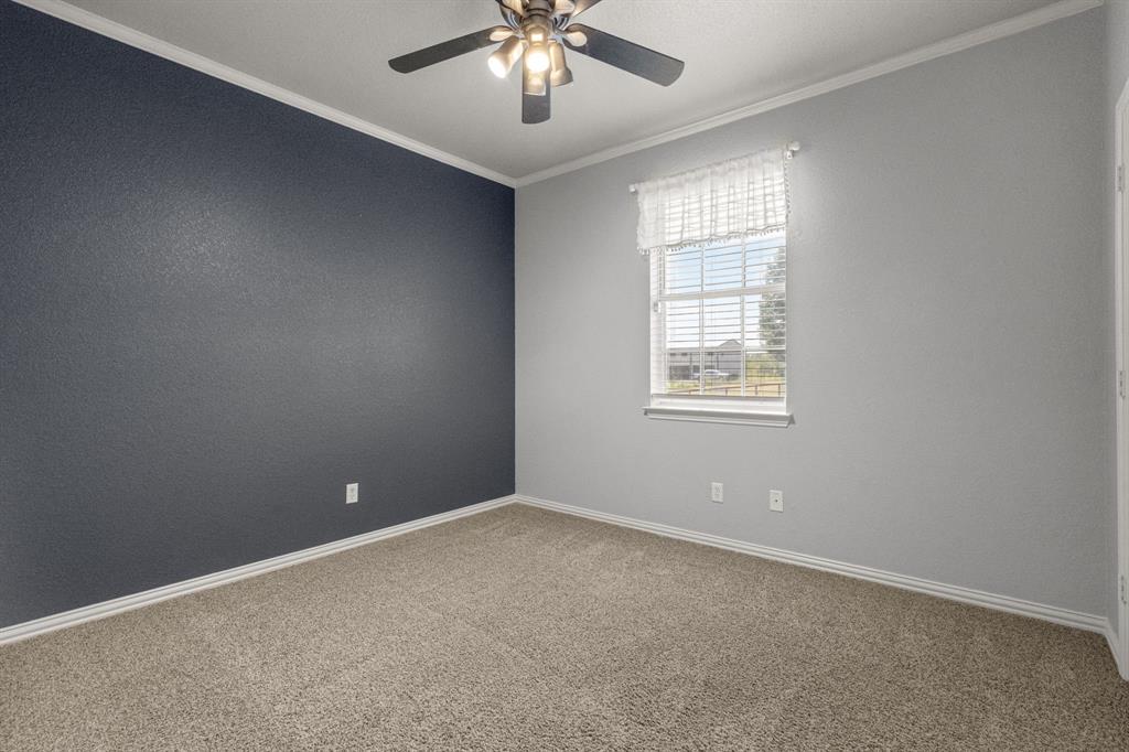 6501 Indian Trail Sanger, TX 76266 - Photo 13 of 39 Carpeted empty room with ornamental molding and ceiling fan