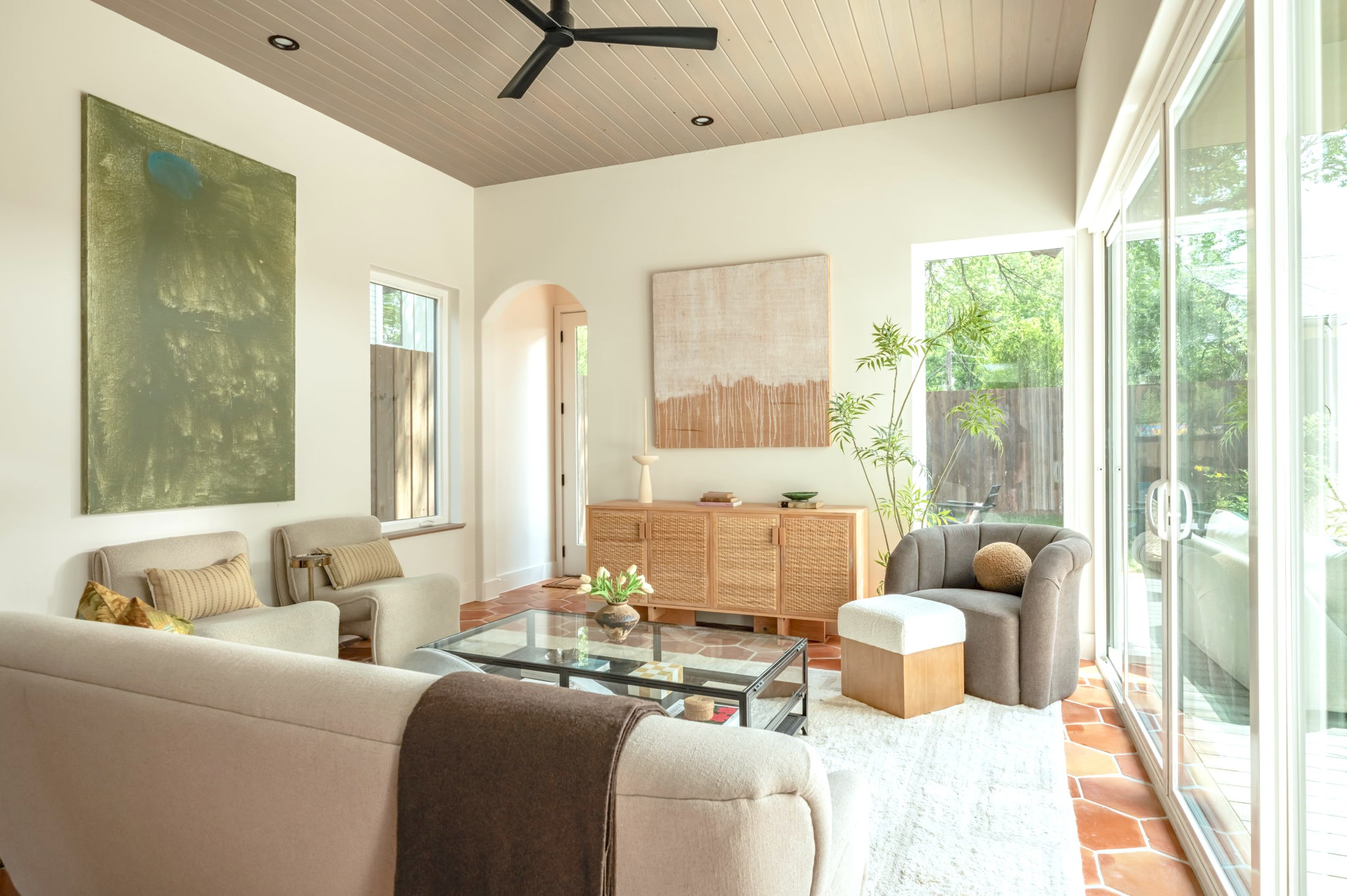 4713 Bolm Road Austin, TX 78702 - Photo 14 of 40 Vaulted ceiling with wood-paneled finish and recessed lighting