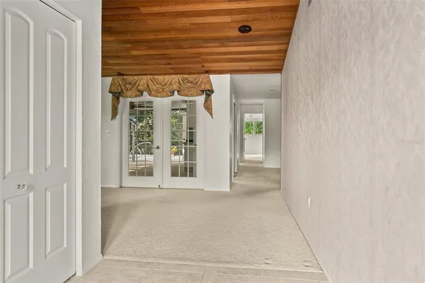 a view of a room with a window