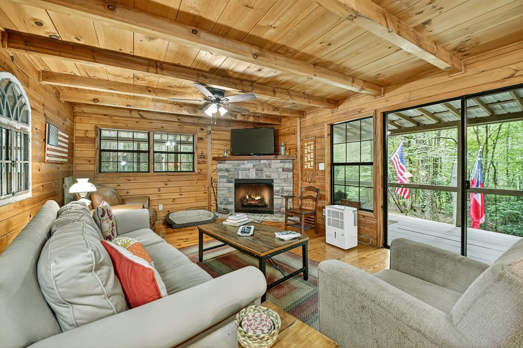 1431 Cashes Valley Lane Cherry Log, GA 30522 - Photo 12 of 57 a living room with furniture and a fireplace