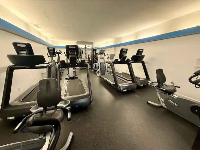 a view of a room with gym equipment