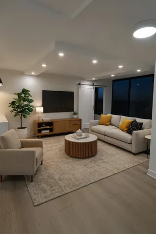 a living room with furniture and a flat screen tv