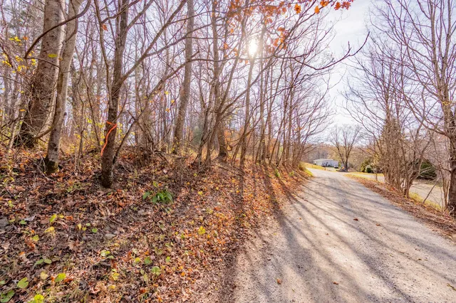 a view of yard covered with snow in front of house