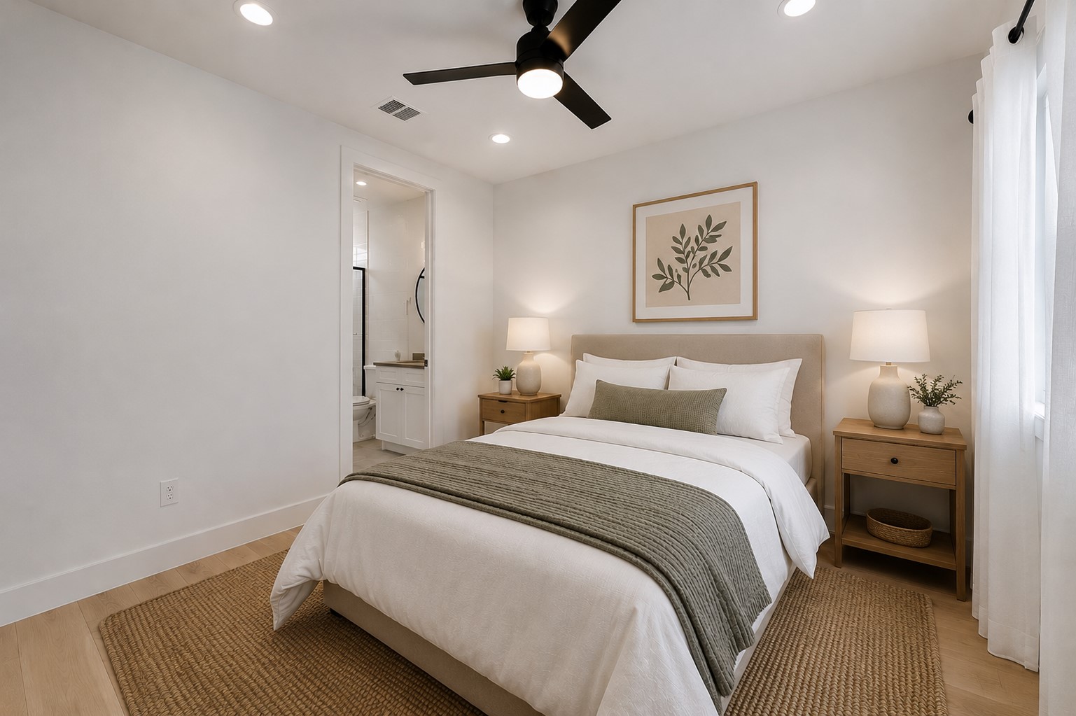 1140 Webberville Road, Unit 9 Austin, TX 78721 - Photo 10 of 13 Virtual Staging: Hardwood floors and bright walls create a airy living space, leading to a private bathroom.