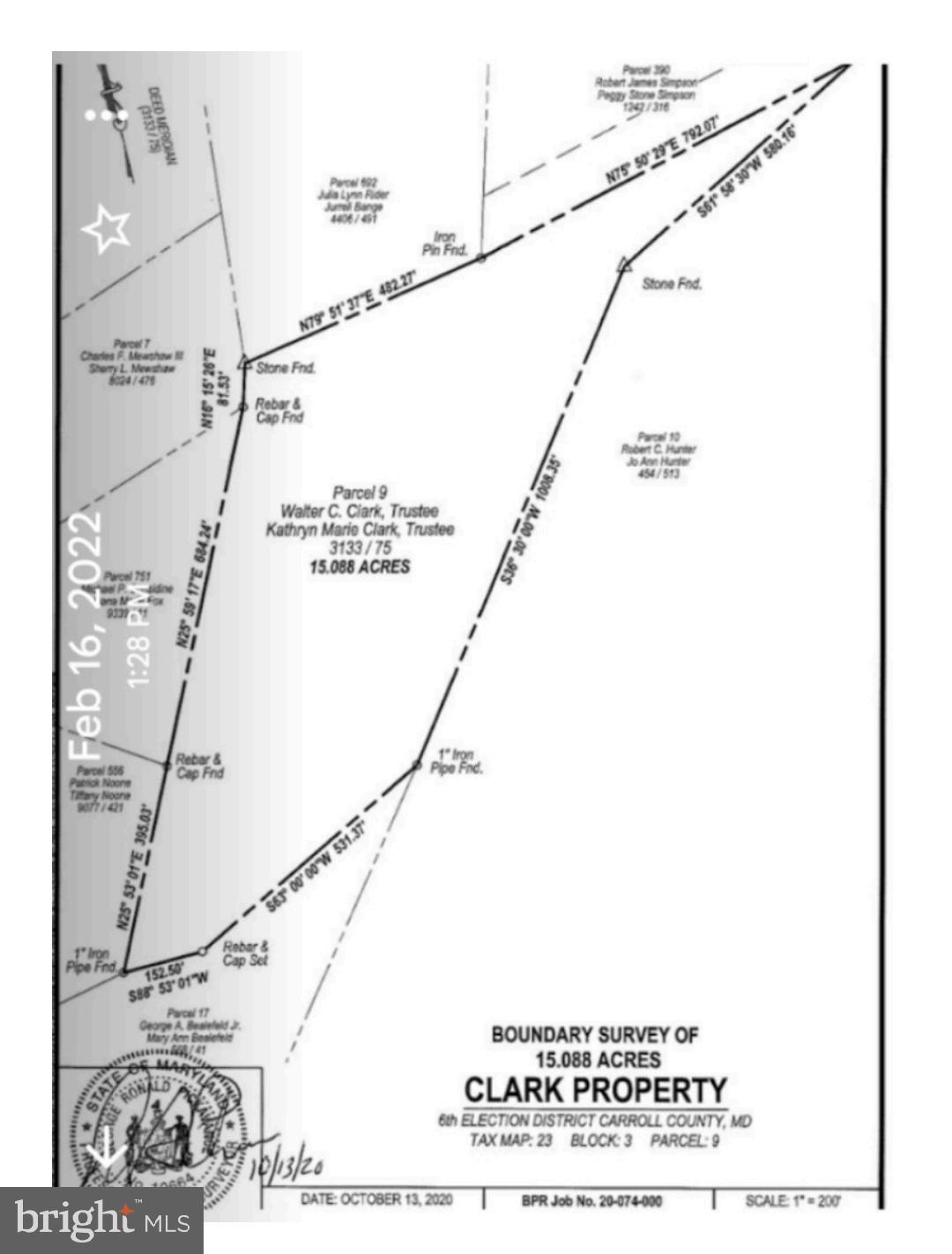 0 Lt - 15.088 Acs Of Ebbvale Road Manchester, MD 21102 - Photo 1 of 9 BOUNDRY SURVEY- 15.088 ACRES
