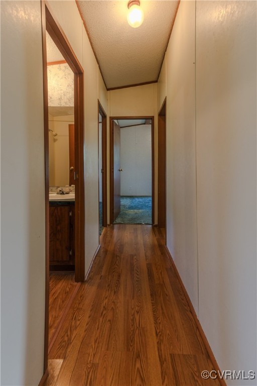 1455 Hendricks Road Pamplin, VA 23958 - Photo 21 of 37 Hallway featuring dark wood-style flooring and a t