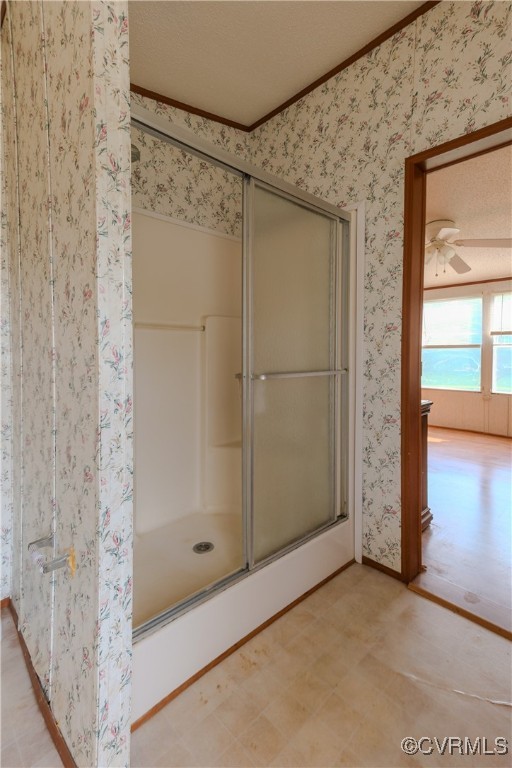 1455 Hendricks Road Pamplin, VA 23958 - Photo 32 of 37 Full bathroom and a stall shower, wallpapered wall