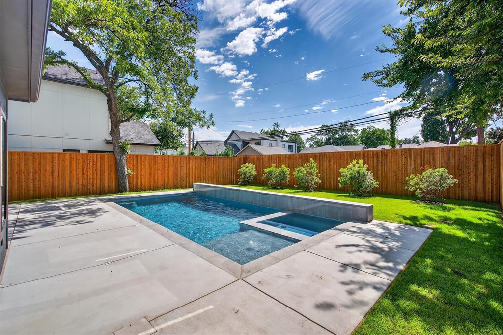 7619 Robin Road Dallas, TX 75209 - Photo 32 of 40 View of pool featuring a fenced backyard, a patio area, and a pool with connected hot tub
