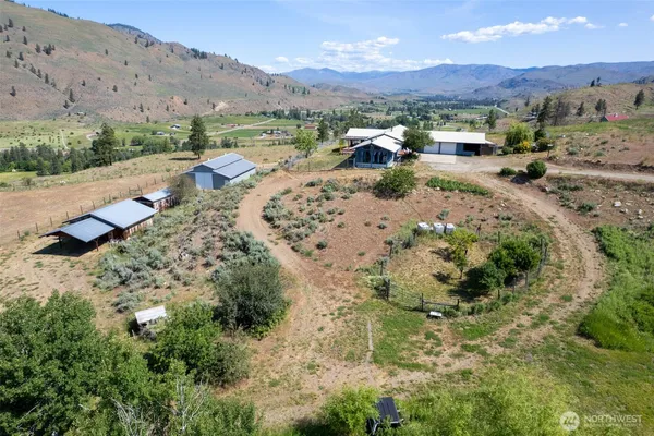 a view of a town with mountain view