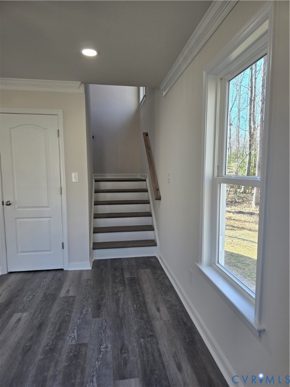 12084 Red Pine Road Ruther Glen, VA 22546 - Photo 23 of 49 Staircase with crown molding, recessed lighting, a