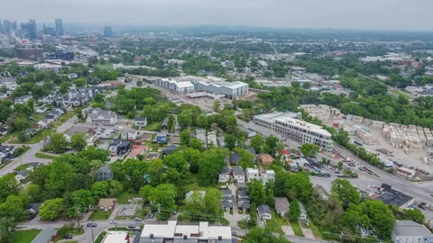 an aerial view of multiple house
