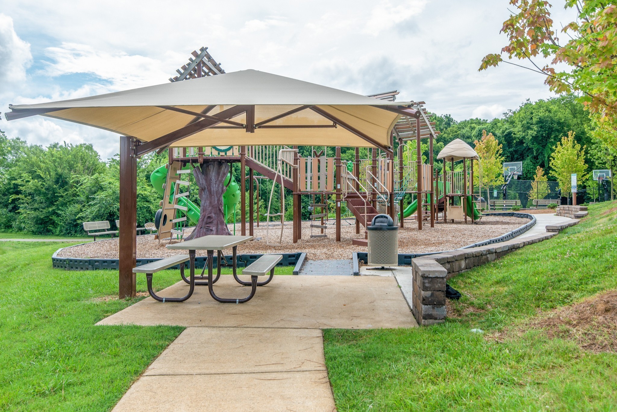 4019 Ryecroft Lane Franklin, TN 37064 - Photo 34 of 35 a view of a patio with a table and chairs under an umbrella