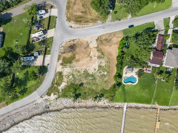 an aerial view of a house