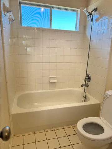 a bathroom with a toilet and a bathtub
