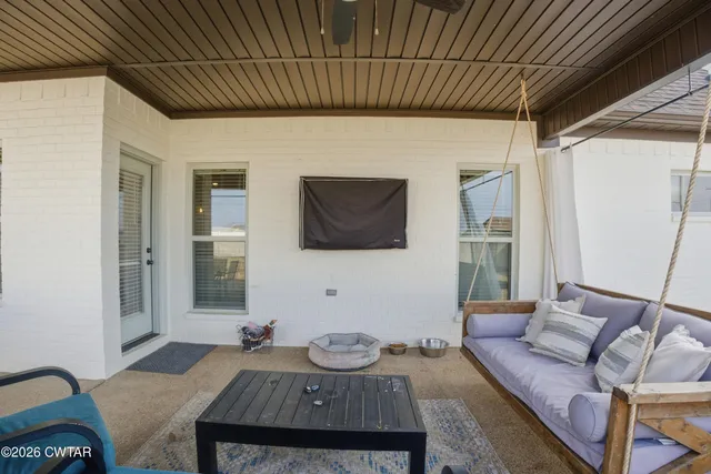 a outdoor living space with furniture