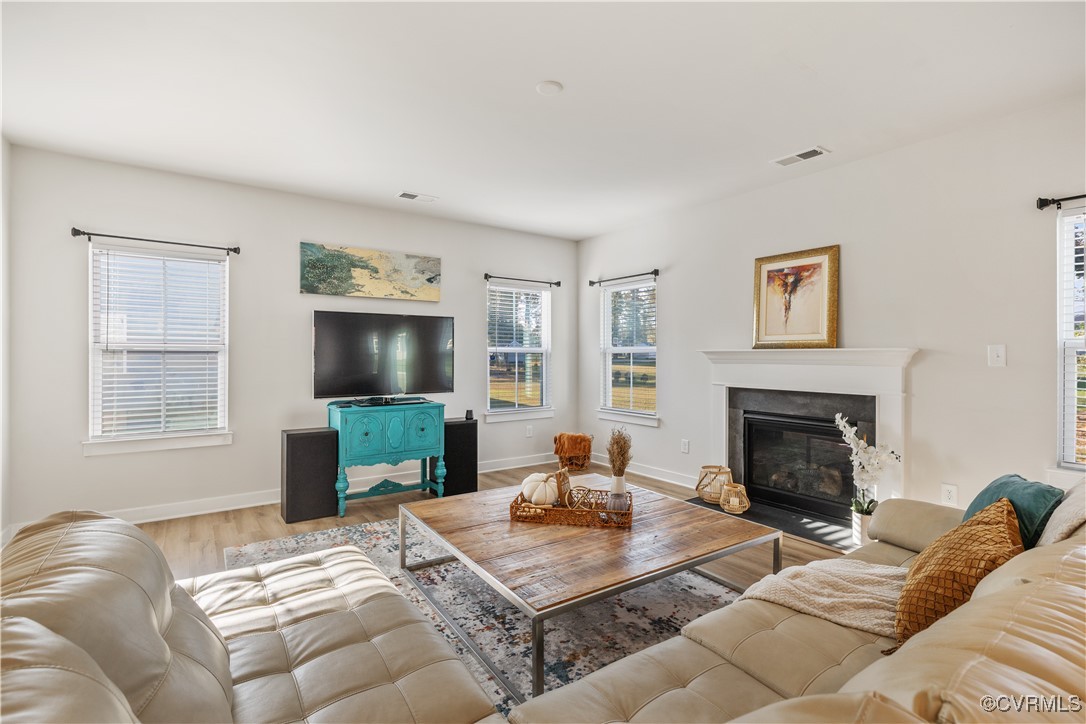 13901 Marsham Road Chester, VA 23836 - Photo 6 of 27 a living room with furniture a flat screen tv and a fireplace